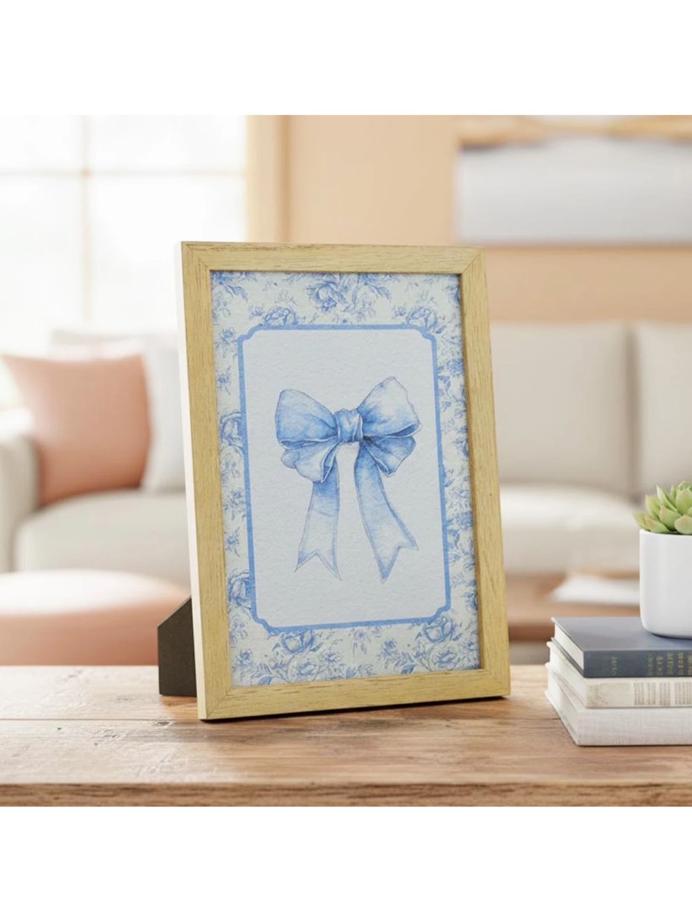 Bow Framed Artwork or Frame , Blue, 5 x 7 , by My Texas House New